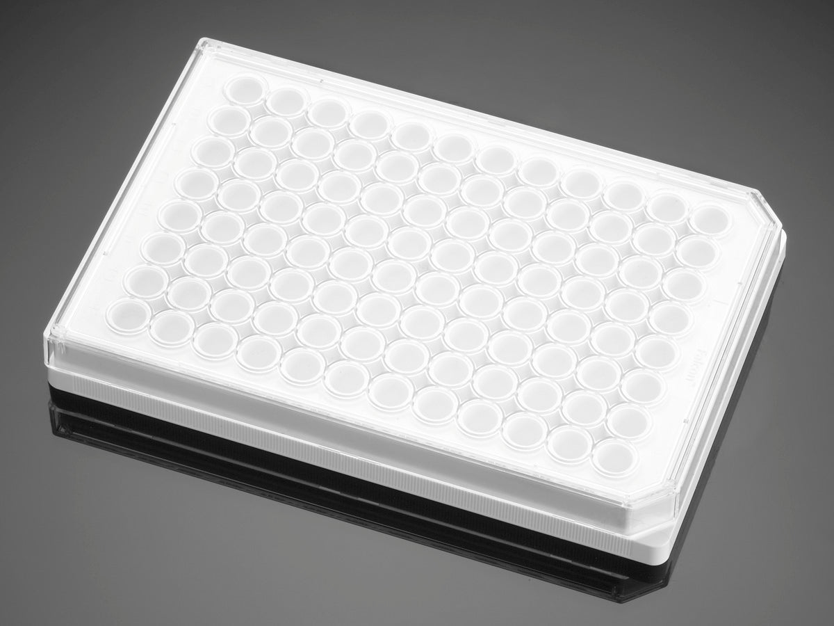 Falcon&#174; 96 Well White Flat Bottom TC-Treated Microtest Assay Plate, with Lid, Sterile, 5/Pack, 50/Case