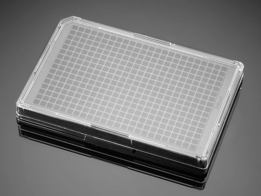 Falcon&#174; 384 Well Optilux Black/Clear Flat Bottom, TC-Treated Microtest Microplate, with Lid, Sterile, 5/Pack, 50/Case