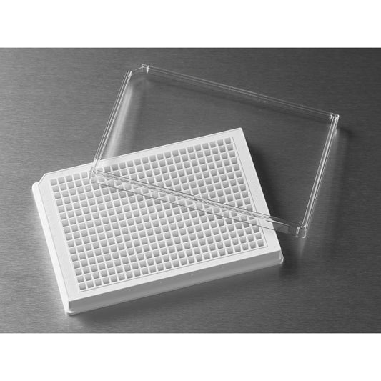 Microplate, 384 Well, PS, White, Flat Bottom, Square Well, TC-Treated, with Lid, Sterile