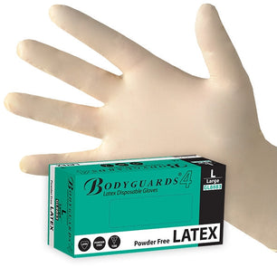 Latex gloves, powder free, Bodyguards