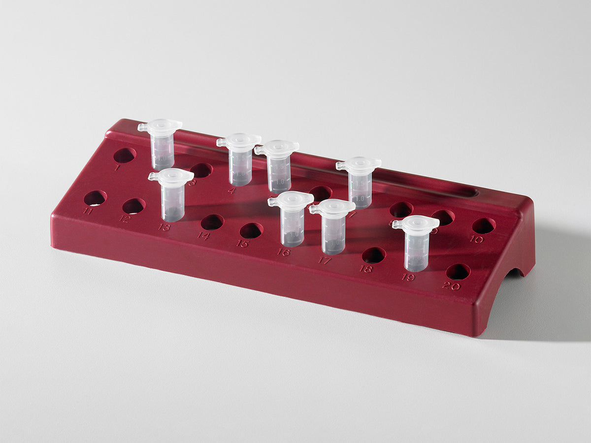 Microtube Support Rack 20x1.5ml, Red, PP