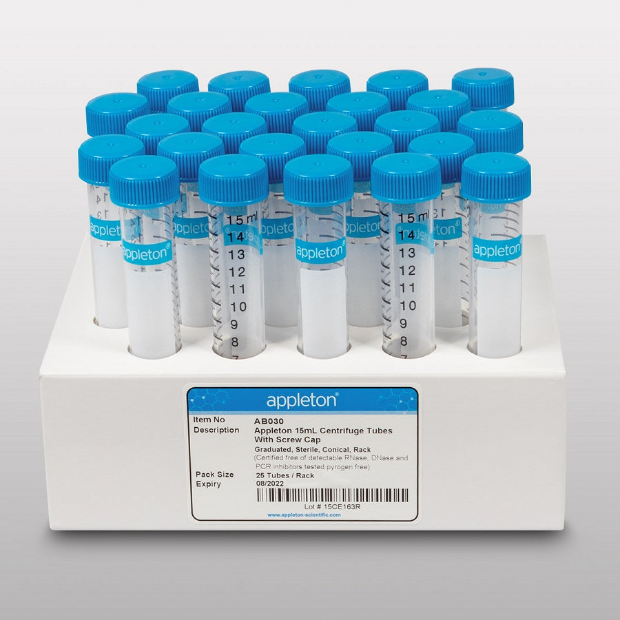 15ml & 50ml Sterile Polypropylene Centrifuge Tubes, Appleton