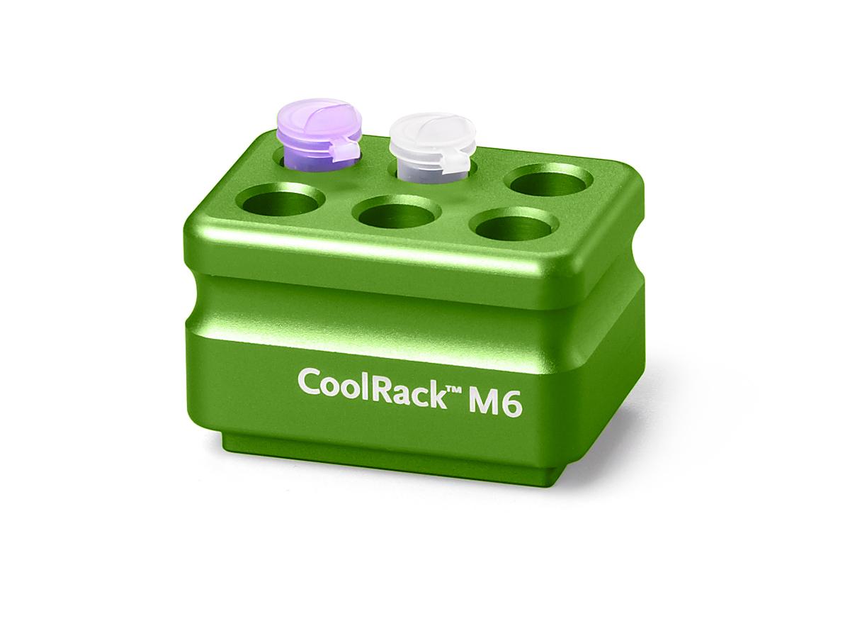 CoolRack M6, green. holds 6 x 1.5 or 2ml microfuge tubes