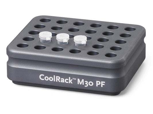 CoolRack M30-PF, gray, holds 30 x 1.5ml microfuge tubes, tapered wells for conical tubes