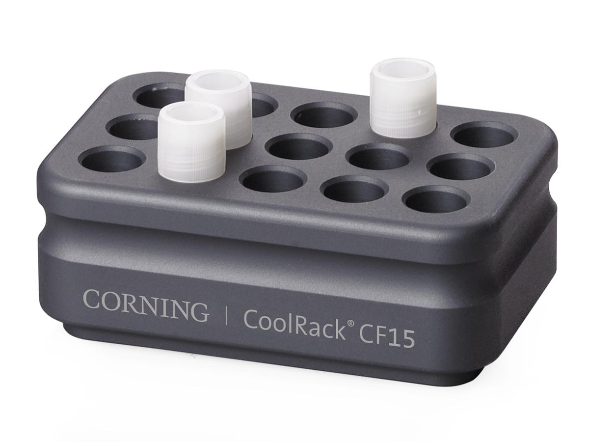 CoolRack CF15, holds 15 cryovial or FACS tubes