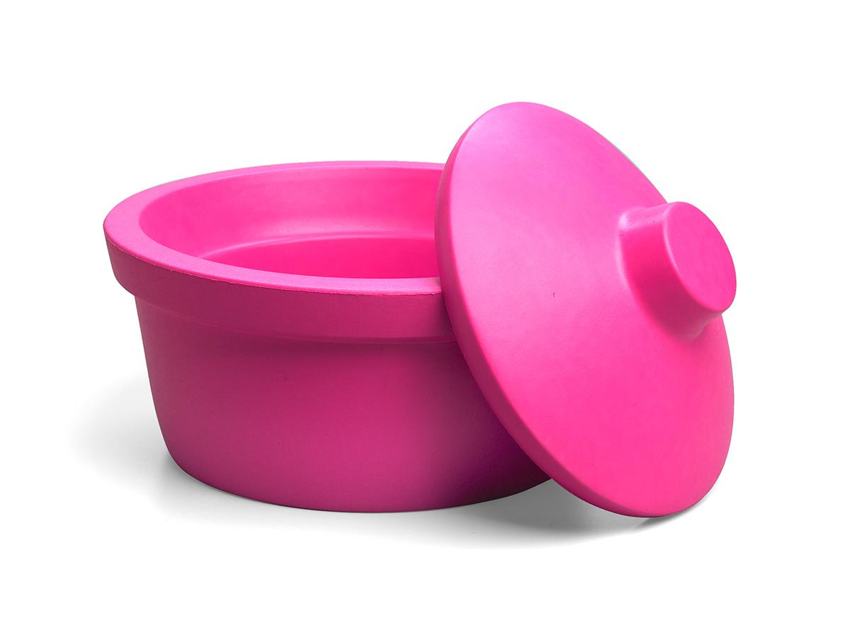 Ice bucket with lid, round, 2.5L, pink