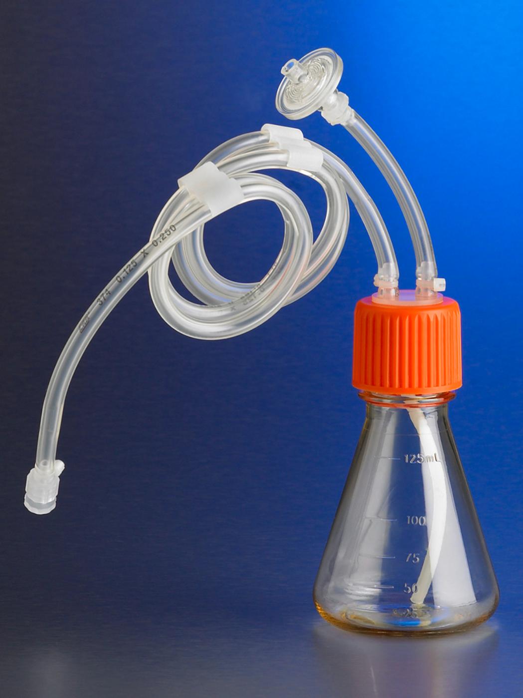 Corning Erlenmeyer Flask, 125mL, Plain, With Aseptic Connector, MLL, ID C-Flex,Sterile