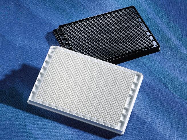 Microplate, 1536 Well, Polystyrene, 12.5 µL, White, Flat Bottom, Not Treated, no Lid, Nonsterile, with Generic Bar Code, Bulk