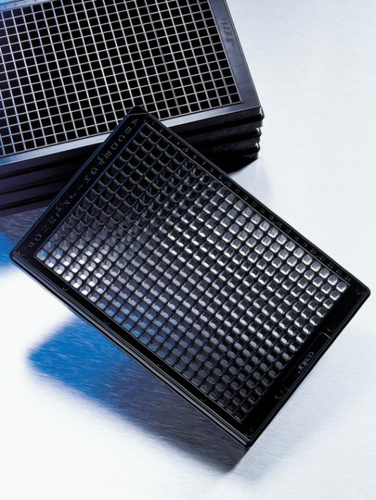 CellBIND® 384-well Flat Clear Bottom Black Polystyrene Microplates, 10 per Bag, with Lid, Sterile, Corning