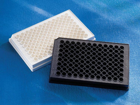 Microplate, 96 Well, Polystyrene, White, Round Bottom, Not Treated, no Lid, Nonsterile, Bulk