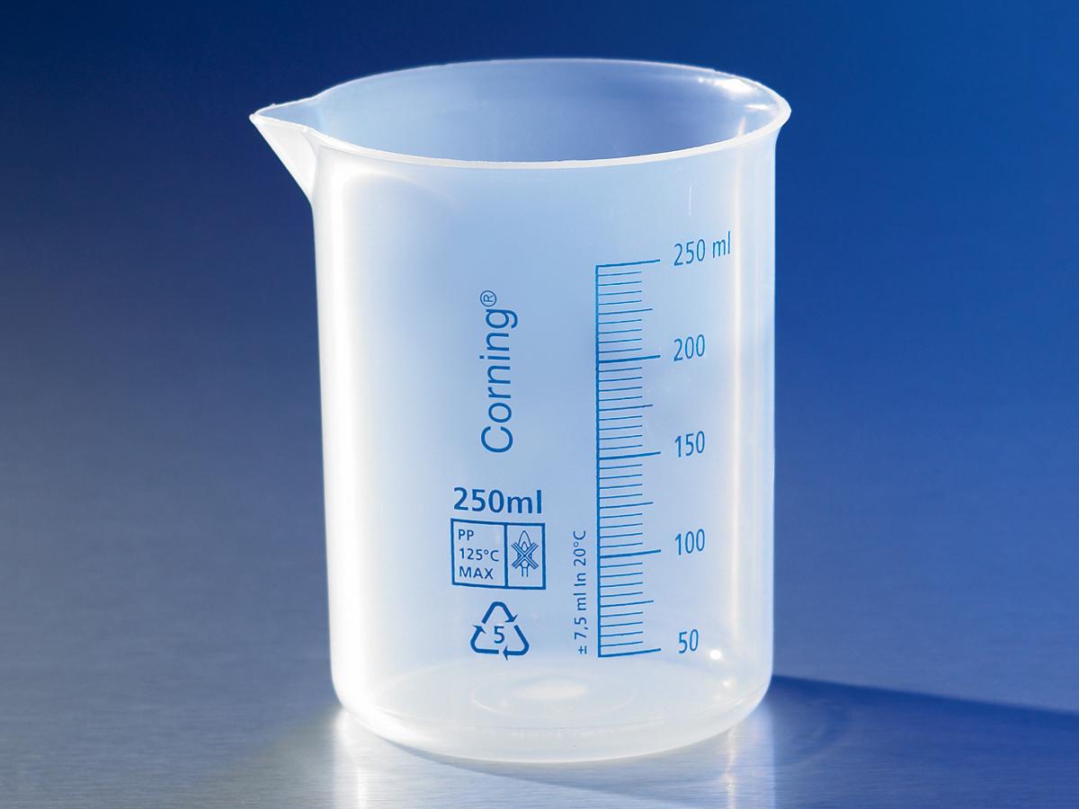 Reusable Plastic Low Form 2L Beaker, Polypropylene, Graduated, Corning