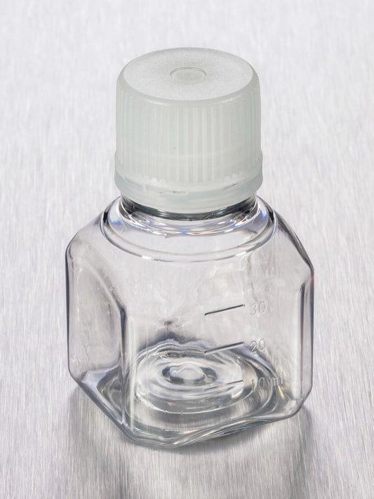 30 mL Octagonal PET Storage Bottles with 31.7 mm Screw Caps, Sterile, Corning