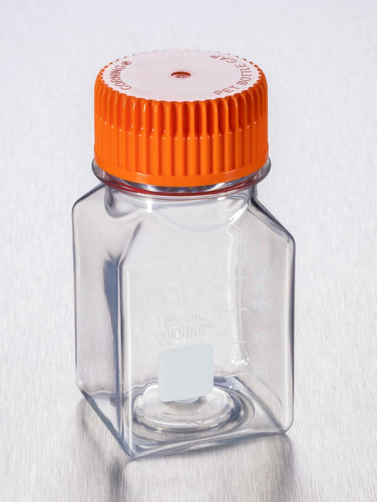 125 mL Square PET Storage Bottles with 45 mm Caps, Corning