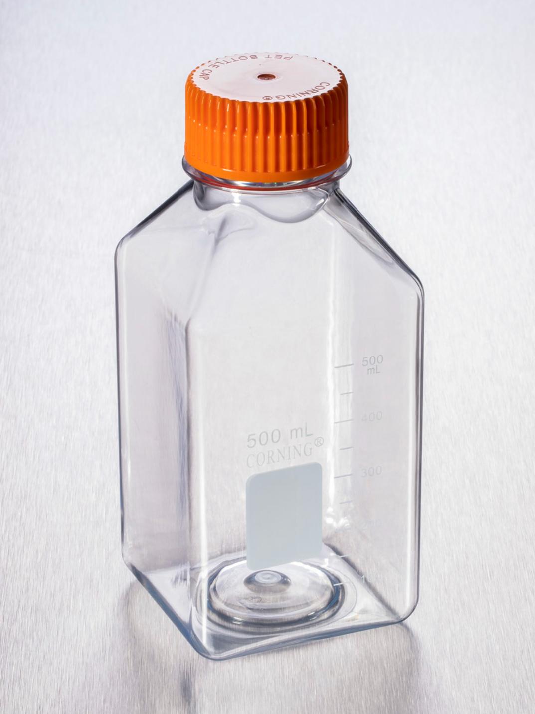 500 mL Square PET Storage Bottles with 45 mm Caps, Corning