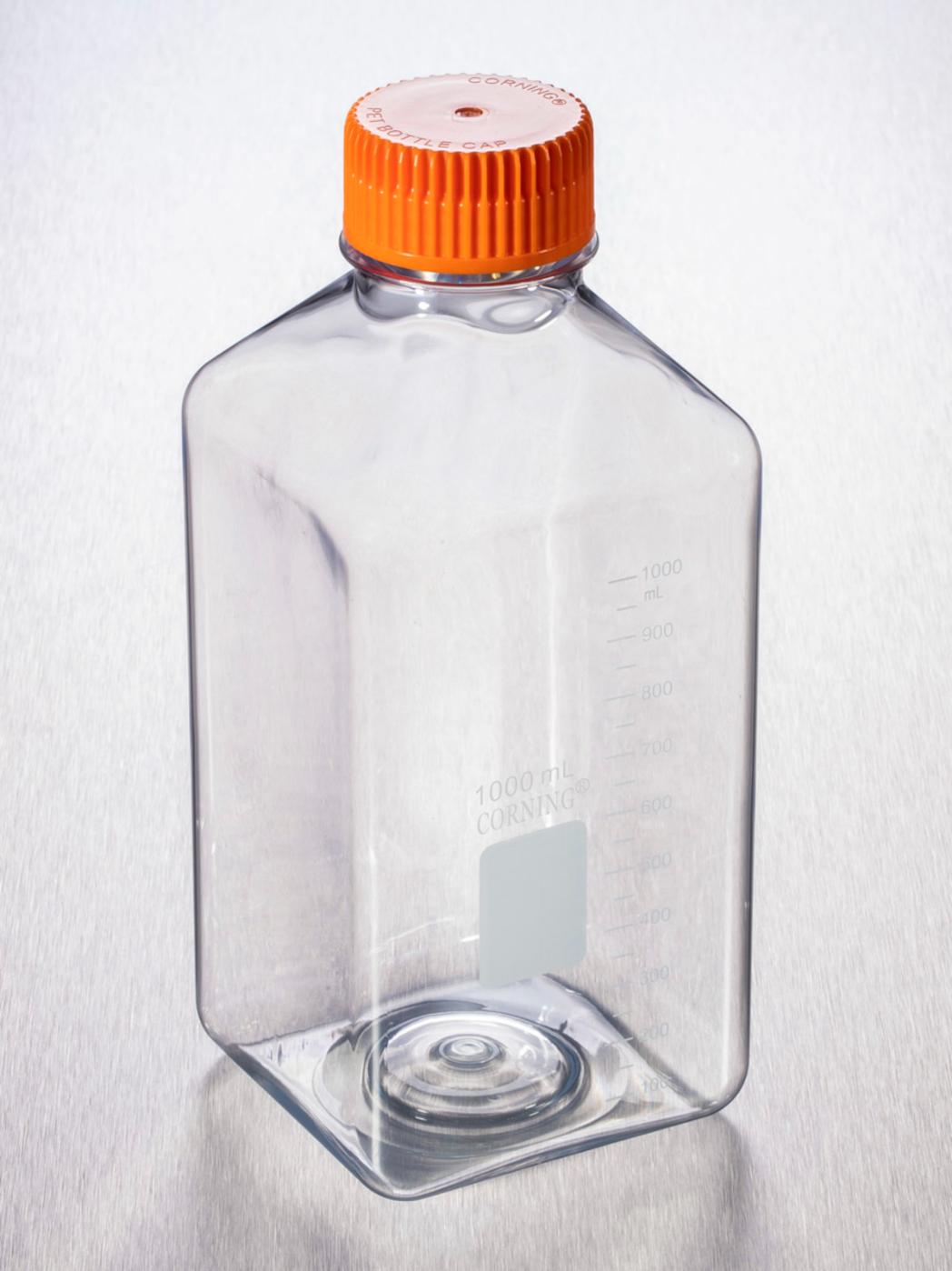 1L Square PET Storage Bottles with 45 mm Caps, Corning