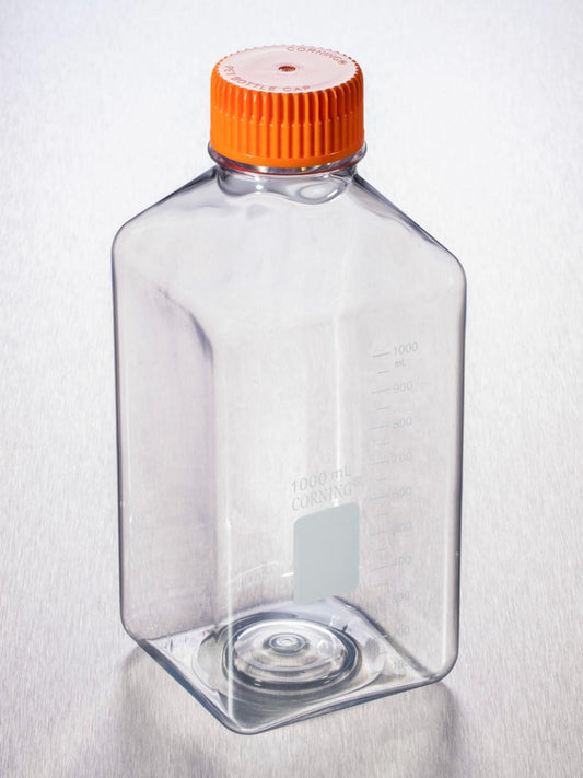 1L Square PET Storage Bottles with 45 mm Caps, Corning