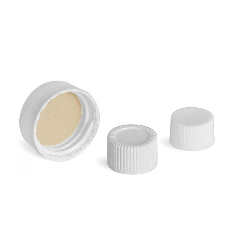 White wadless polypropylene screw caps