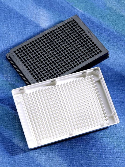 Corning® 384 Well Plate, Low Volume, Black, High Binding, Round Bottom, Without Lid, Nonsterile