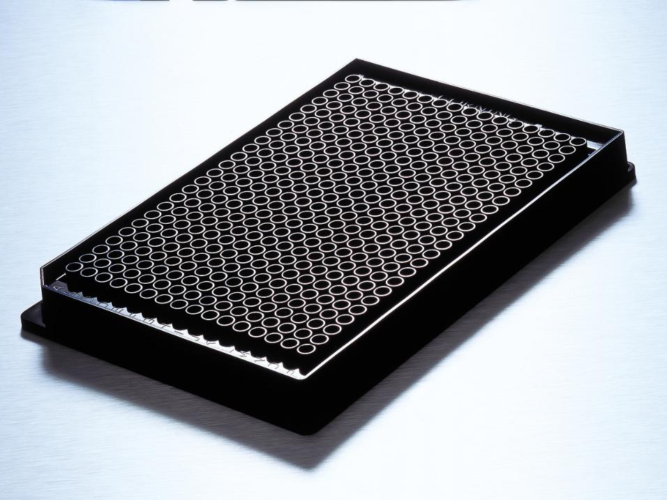 Microplate, 384 Well, Polystyrene, Low Volume, Black/Clear Flat Bottom, Round Wells, Poly-D-Lysine, with Lid, Aseptically Manufactured, Bulk