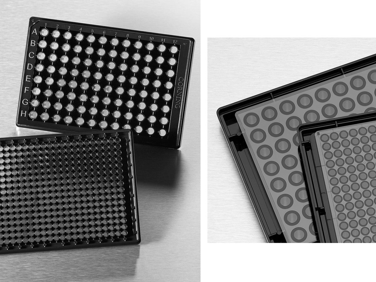 96-well Half Area, High Content Imaging, Low base, Film Bottom Microplate, with Lid, Corning