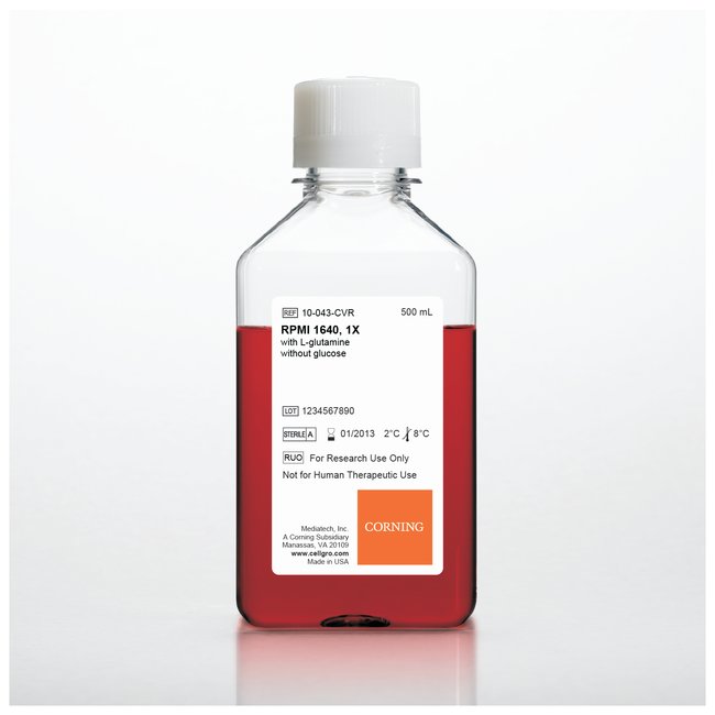 RPMI 1640, with L-glutamine, without glucose, 500ml