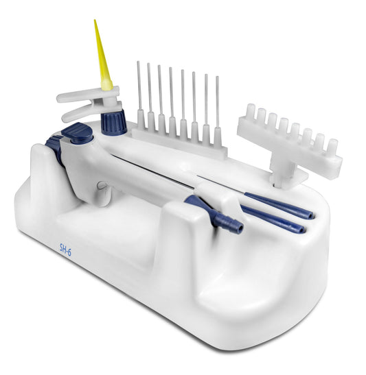 Hand operator kit for the FTA-2i. Includes vacuum controller, 1-channel adaptors for 200μl tips (with ejector), 125 and 40mm stainless steel pins,  8-channel adaptor for 200μl tips (with ejector) and 35mm steel pins