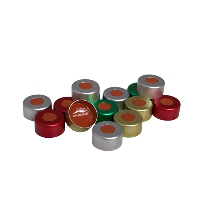 11mm Aluminium Crimp Cap, Silver with PTFE/Red Rubber Septa, 1mm