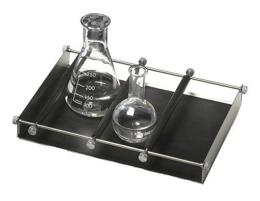 Platform universal flat-bed 3 adjustable bars to hold flasks, beakers, bottles 270 x 195 x 40mm fits PSU-10i and ES-20