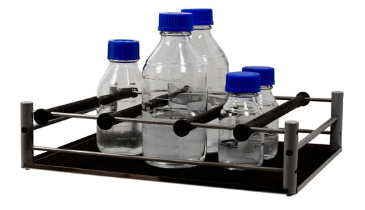 Platform universal flat-bed 4 adjustable bars to hold flasks, beakers, bottles 345 x 430 x 105mm fits PSU-20i