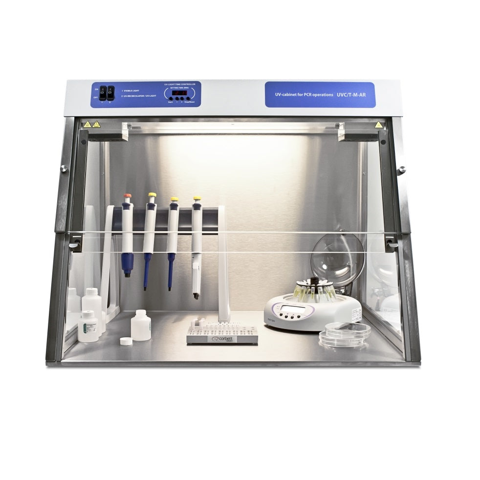 UV cabinet/PCR workstation, dual UV protection lamp and UV recirculator