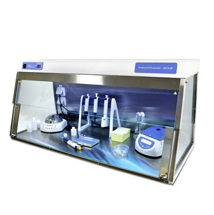 UV cabinet/PCR workstation, double, dual UV protection lamp and UV recirculator, 3 int. power sockets