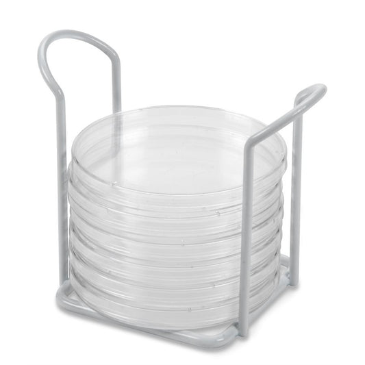 Petri dish rack, white, holds 6 dishes