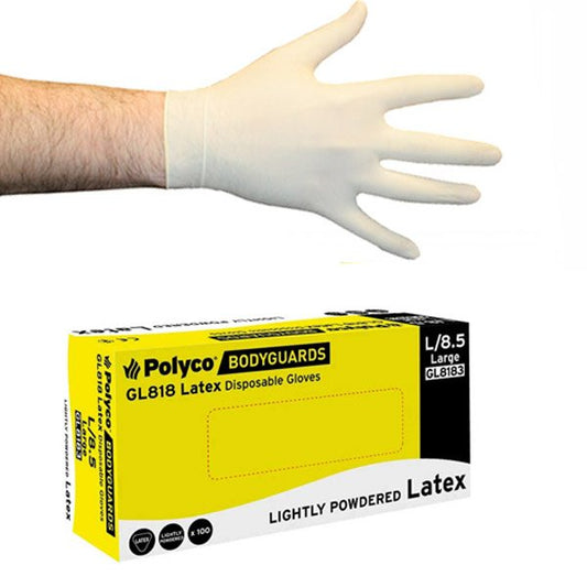 Latex gloves, pre-powdered, Bodyguards