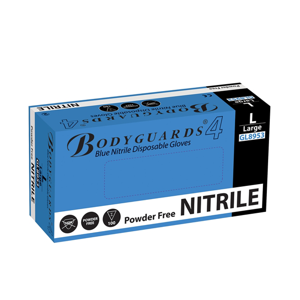 Nitrile gloves, powder free, blue, Bodyguards – Appleton Woods | UK Lab ...