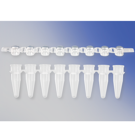 0.2ml Clear Thin Wall Clear PCR Strip Tubes and Clear Flat 8-Strip Caps with writing surface, Axygen