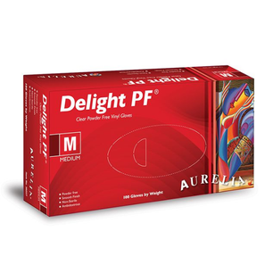 Delight PF® gloves, clear, powder-free, vinyl, Supermax