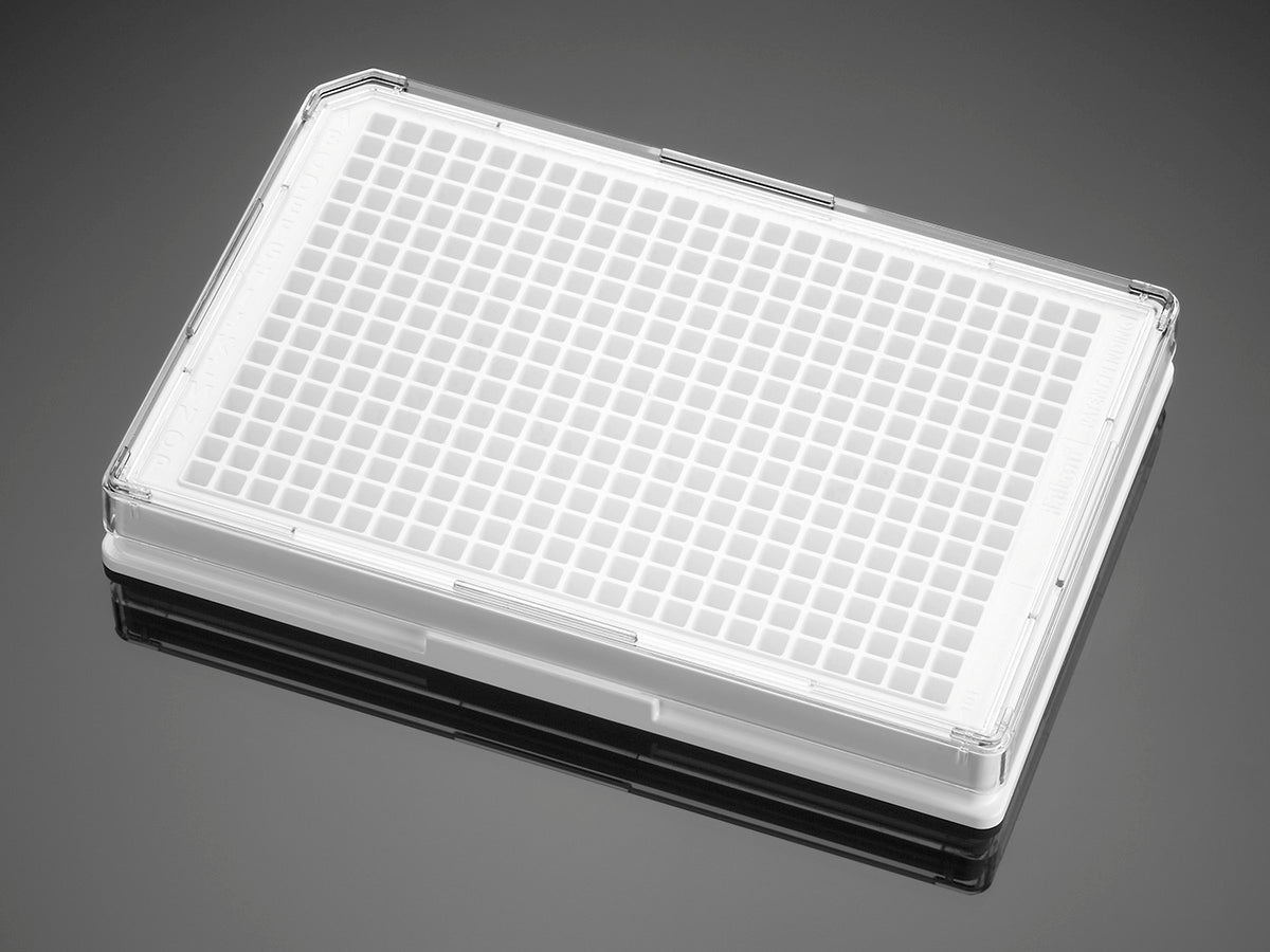 Falcon&#174; 384 Well White Flat Bottom TC-Treated Microtest Microplate, with Lid, Sterile, 5/Pack, 50/Case