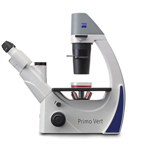 Primovert iLED Microscope, Epi-Fluorescence 470 nm, 4x Ph0, 10x Ph1, LD 20x Ph1, LD 40x Ph2, 0.4 condenser