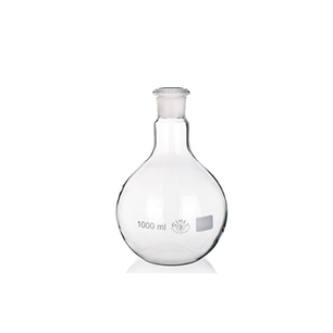 Jointed borosilicate glass flask, round bottom, short neck