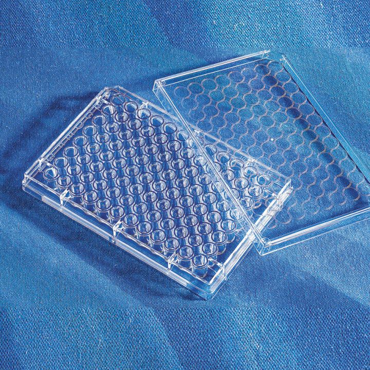 CellBIND® 96 well Clear Flat Bottom Polystyrene Microplate, with Lid, Sterile, Corning