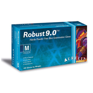 Robust 9.0®gloves, micro-textured, blue powder-free nitrile, Supermax