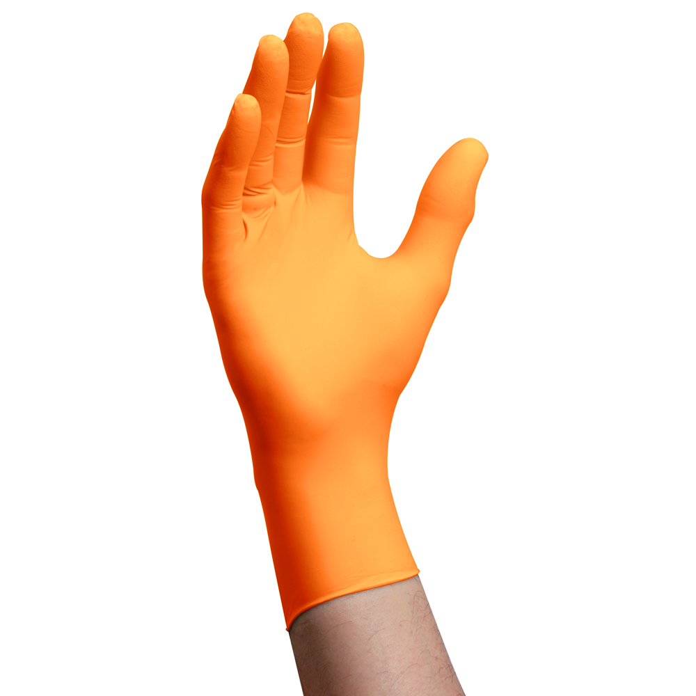 Nitrile gloves, powder free, Shieldskin Orange