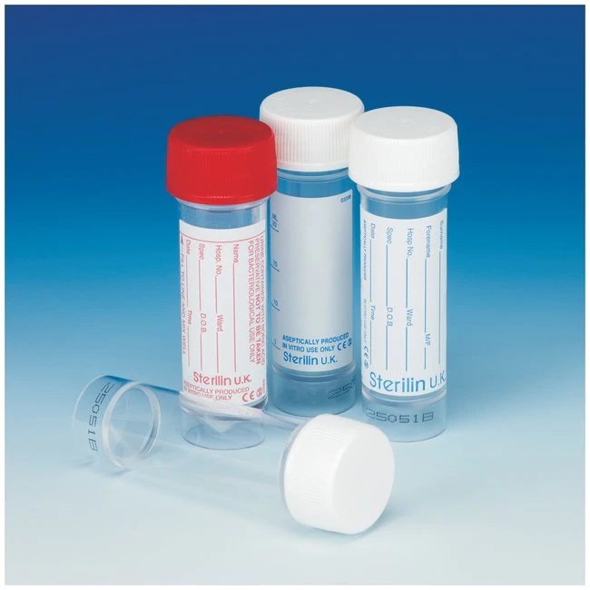 Polystyrene Sample Containers, Flow Seal Cap, Sterilin