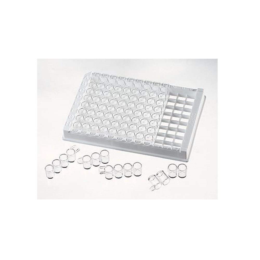 96 Flat well TC-treated microplate, 8 well strip/12 strips per plate, I/W, with lid, sterile, Corning